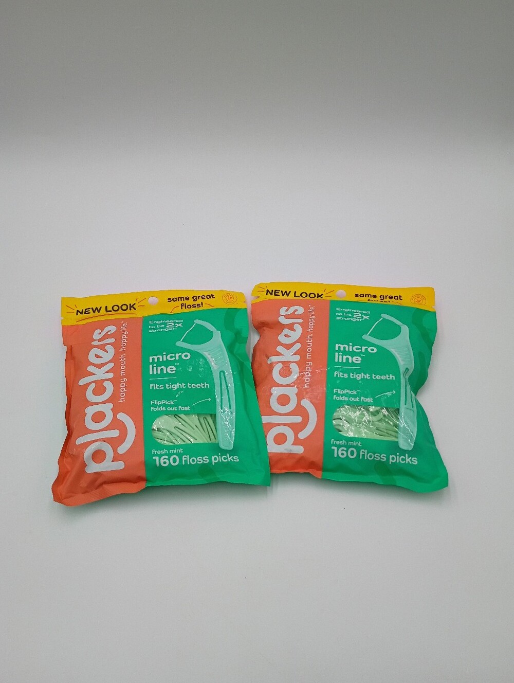 Plackers Floss Picks Fresh Mint 160ct. Lot Of 2!